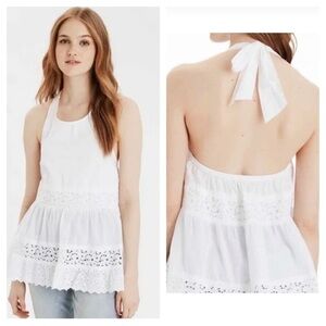 American Eagle Eyelet Lace Halter Baby Doll Top size S NWT